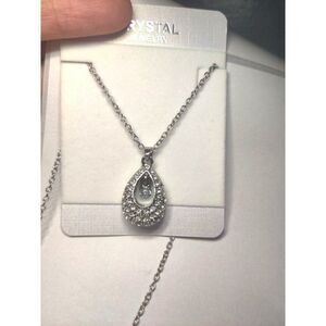 Crystal Jewelry Tear Drop Pendant Necklace, Crystal